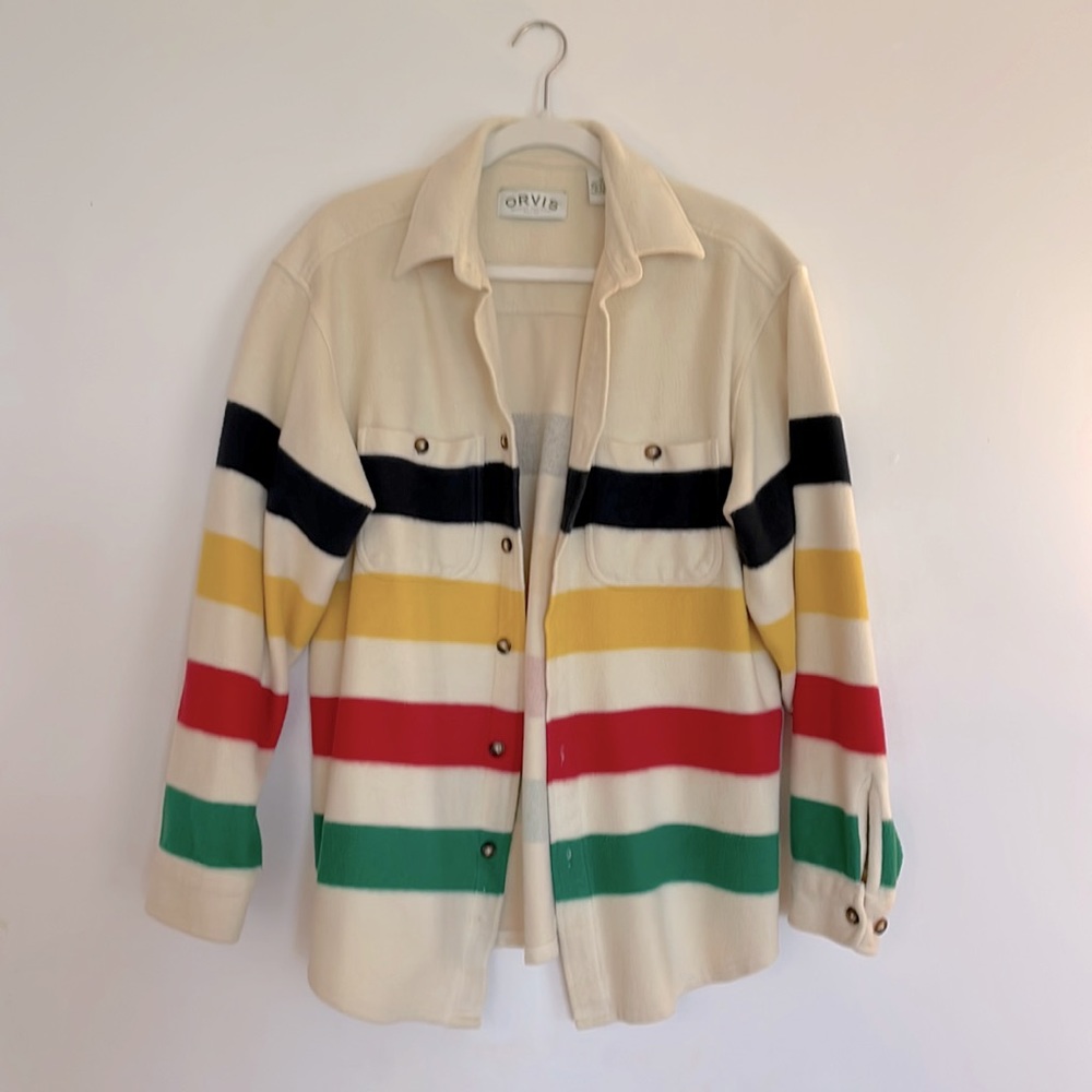 Men’s Vintage Orvis striped shacket, size medium.